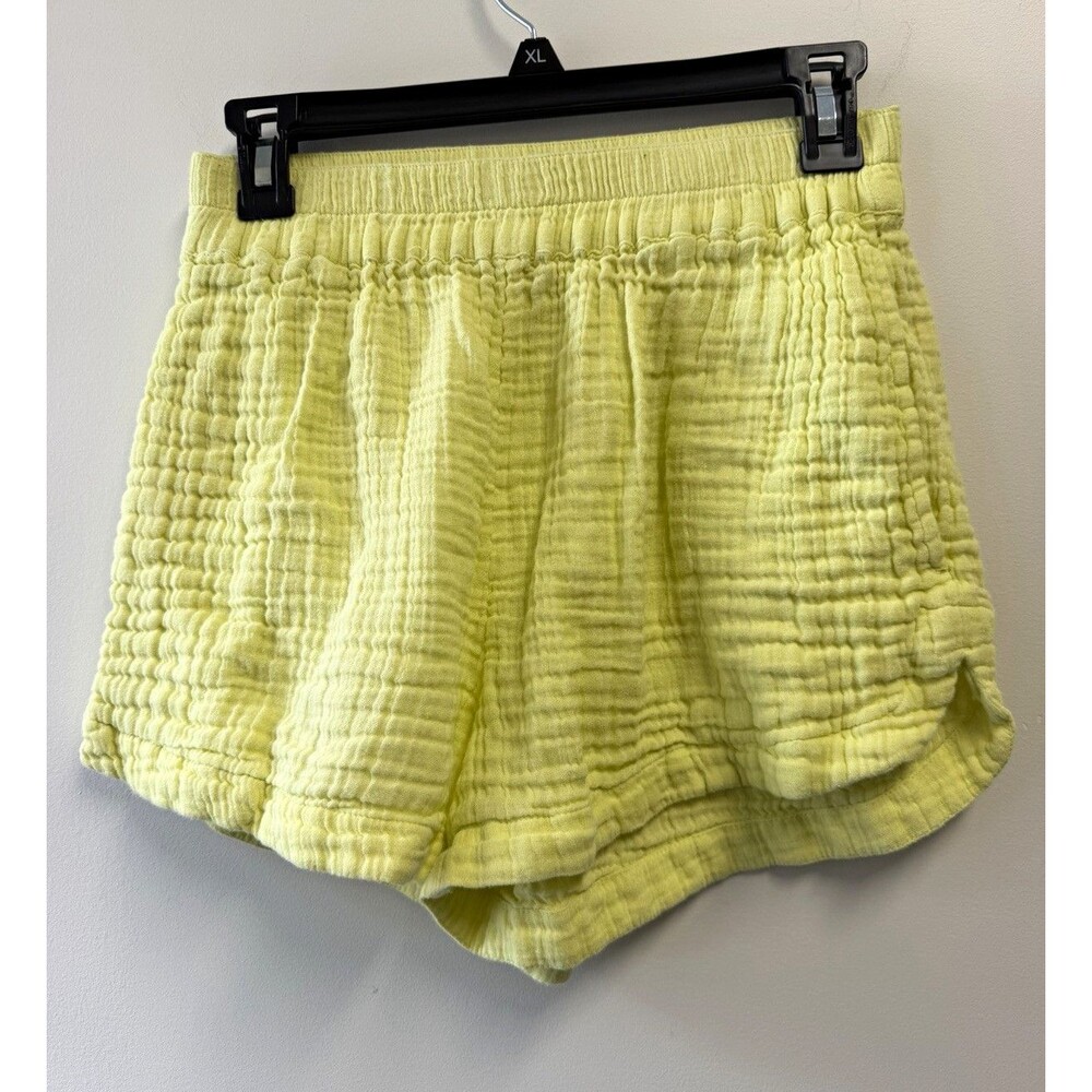 Rip Curl Yellow Cotton Gauze Pull On Shorts Elastic Waist Relaxed Fit S